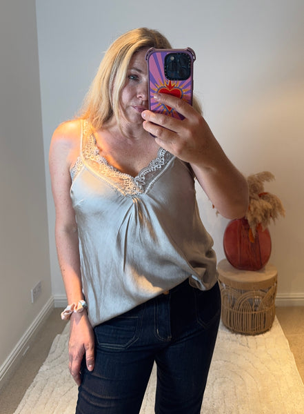 Layla Lace Silky Camisole | Taupe