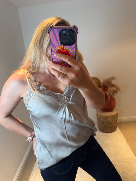 Layla Lace Silky Camisole | Taupe