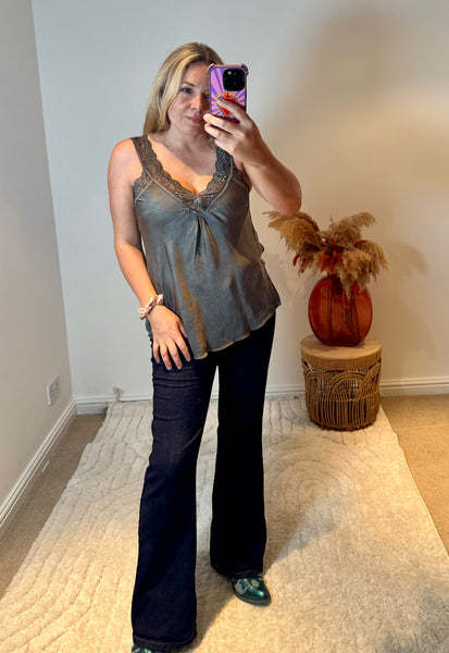 Layla Lace Silky Camisole | Grey