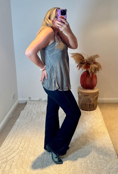 Layla Lace Silky Camisole | Grey