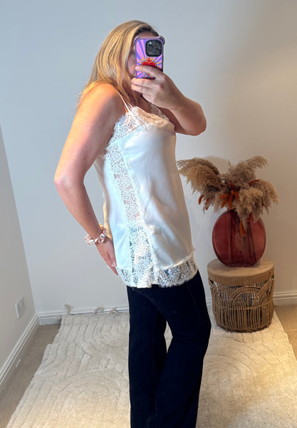 Lace Trim Longline Camisole | White