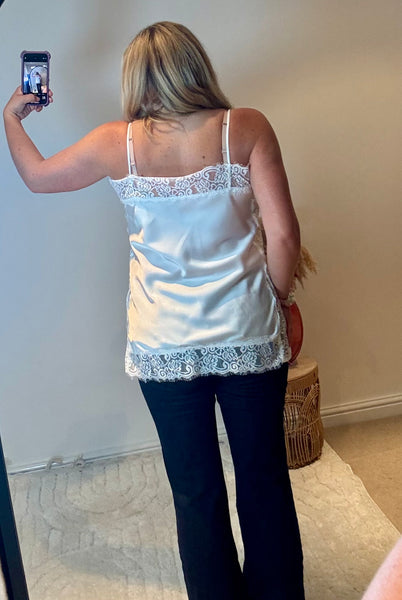 Lace Trim Longline Camisole | White