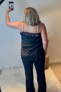 Lace Trim Longline Camisole | Black