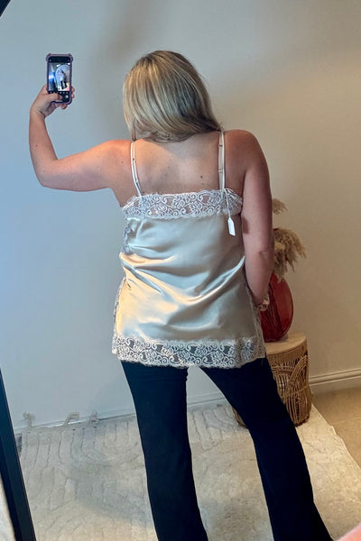 Lace Trim Longline Camisole | Champagne