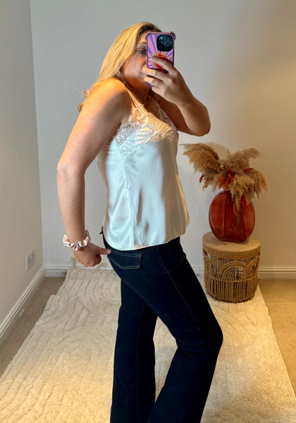 Lace Trim Swing Camisole | White