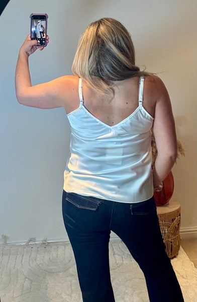 Lace Trim Swing Camisole | White