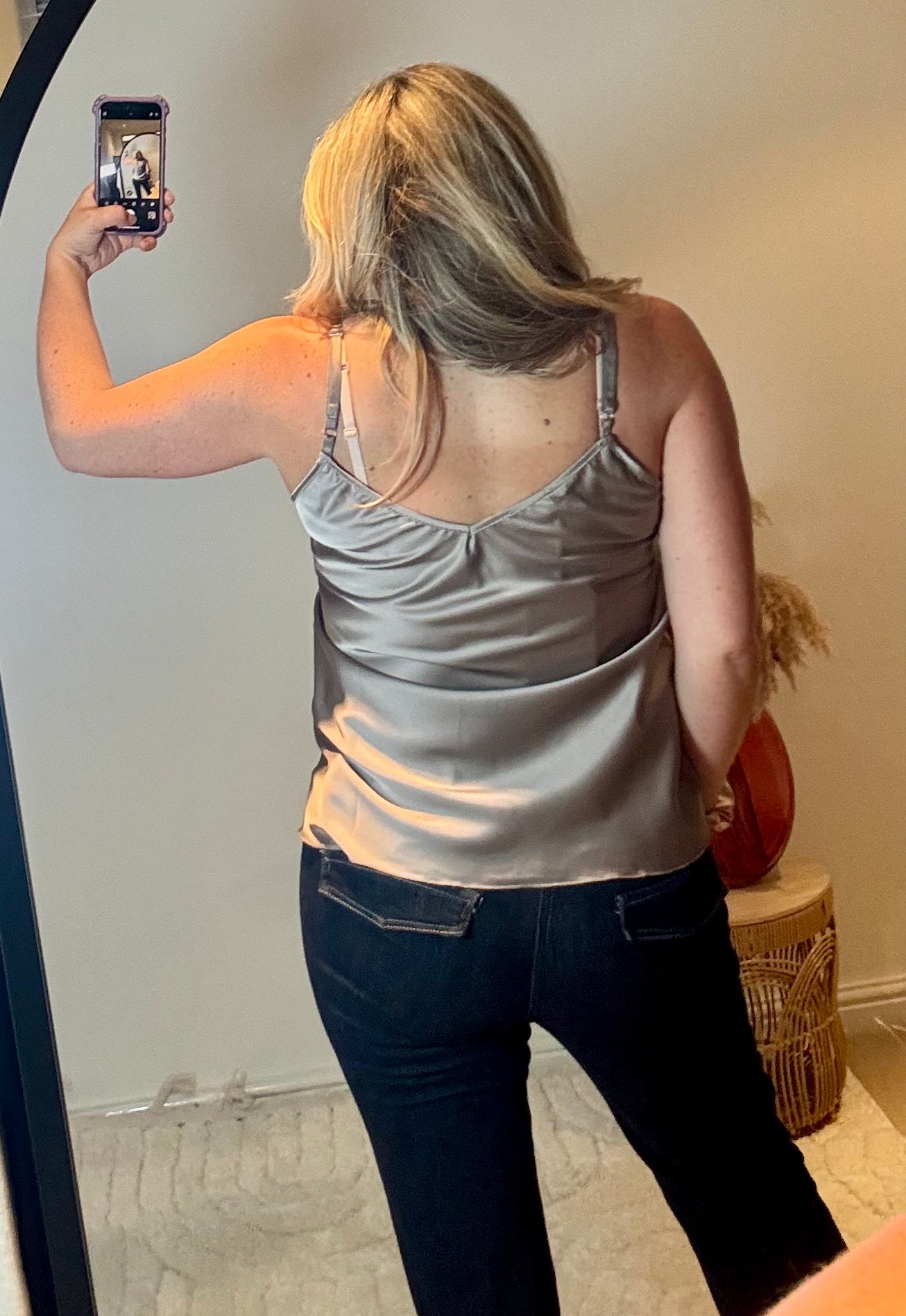 Lace Trim Swing Camisole | Taupe