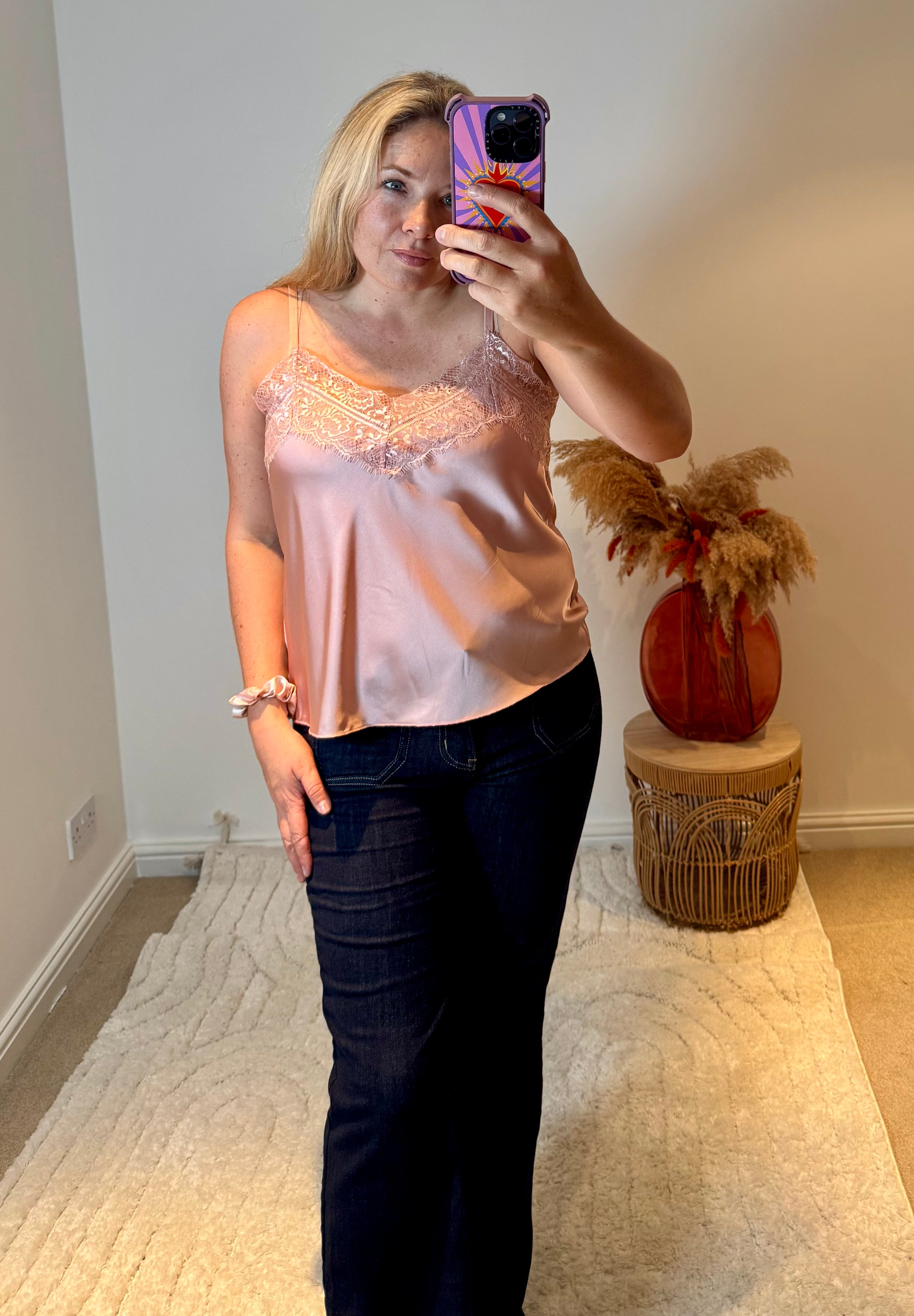 Lace Trim Swing Camisole | Shell Pink