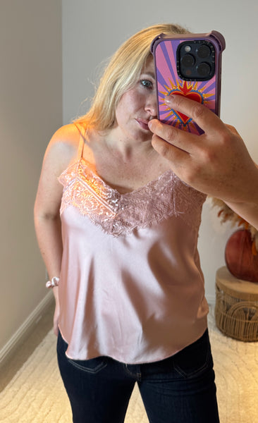 Lace Trim Swing Camisole | Shell Pink