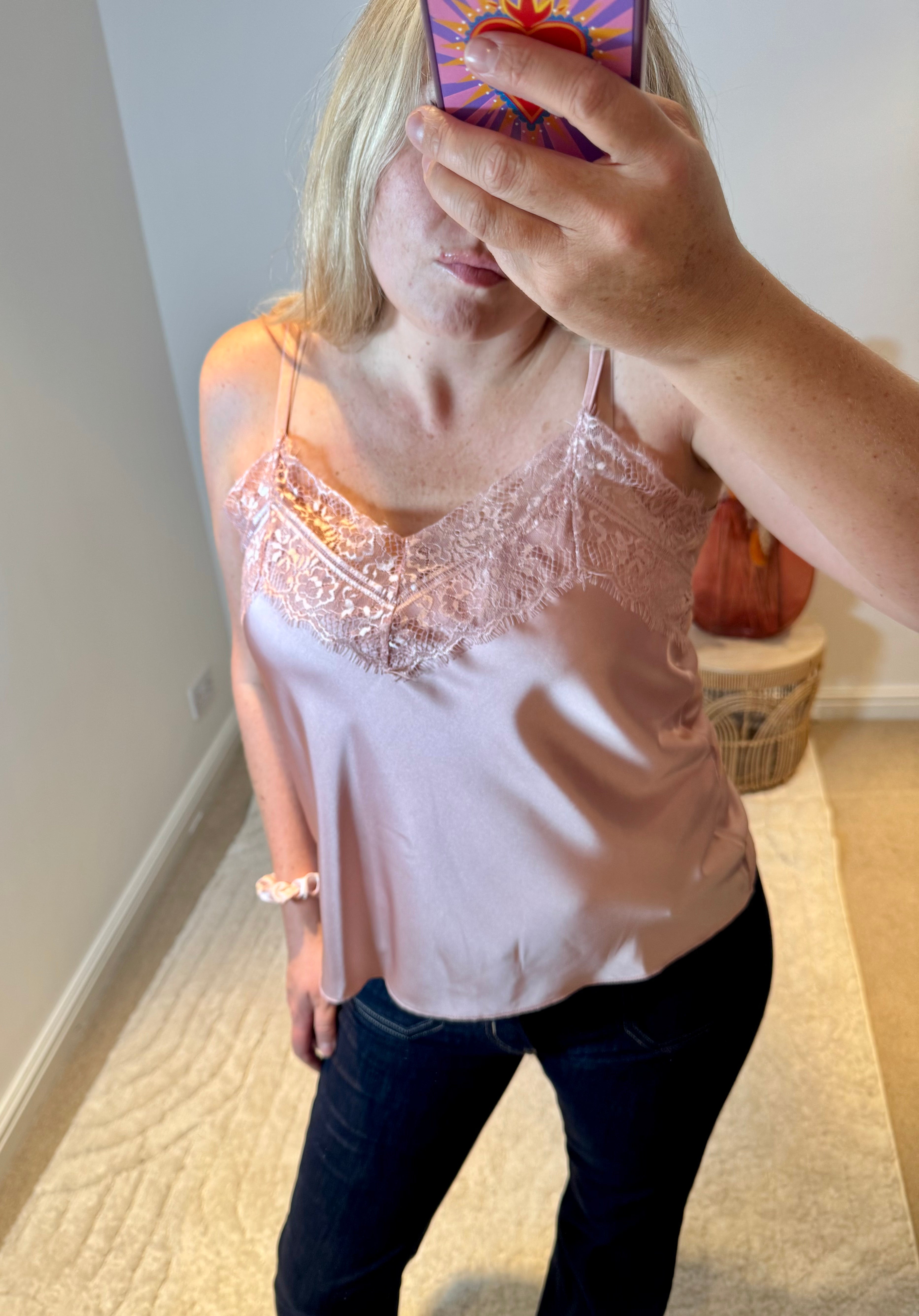 Lace Trim Swing Camisole | Shell Pink