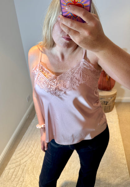 Lace Trim Swing Camisole | Shell Pink