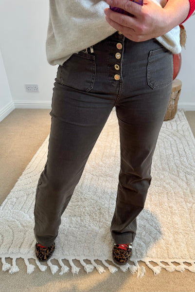 Folyrose Retro Wide Leg Jeans | Grey/Brown