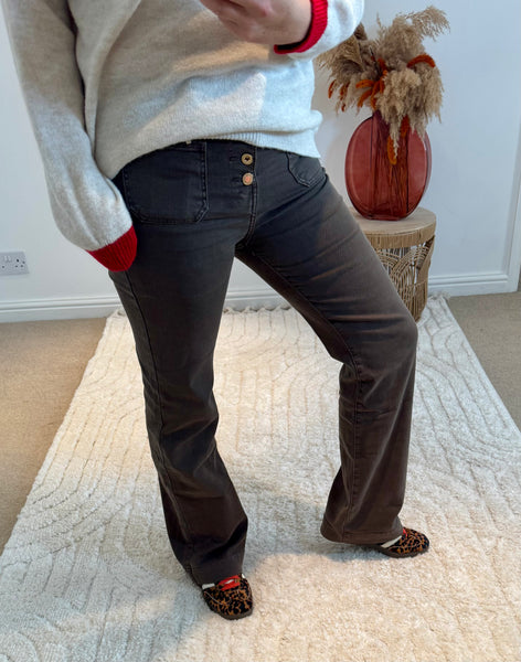 Folyrose Retro Wide Leg Jeans | Grey/Brown