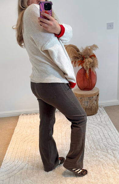 Folyrose Retro Wide Leg Jeans | Grey/Brown