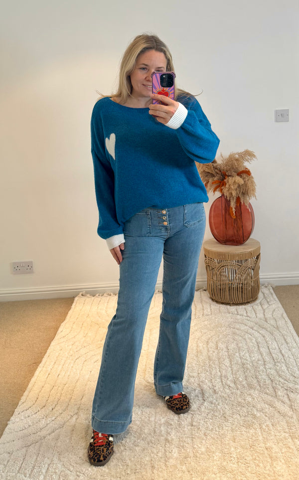 Soft Heart Detail Jumper | Electric Blue