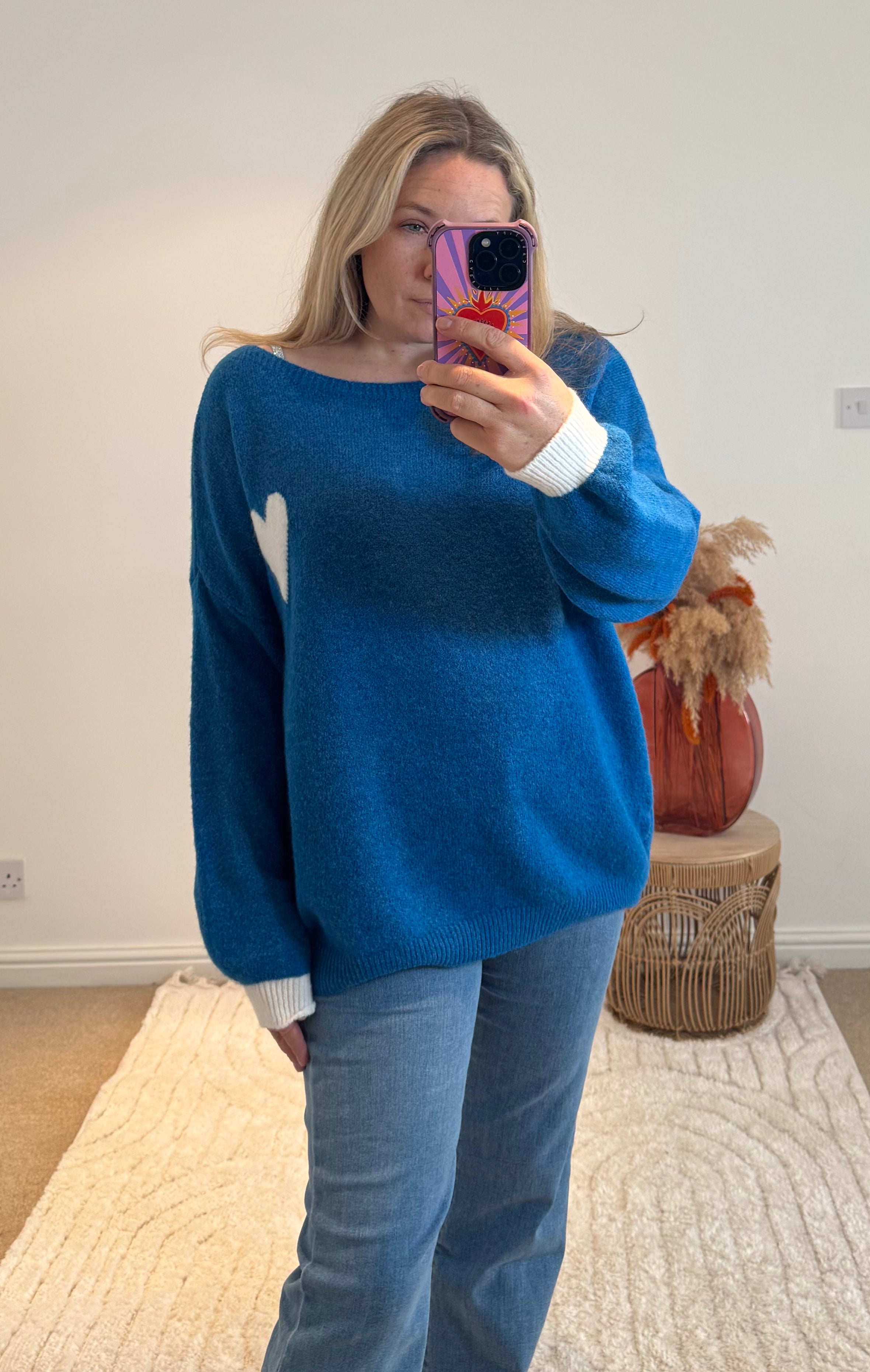 Soft Heart Detail Jumper | Electric Blue