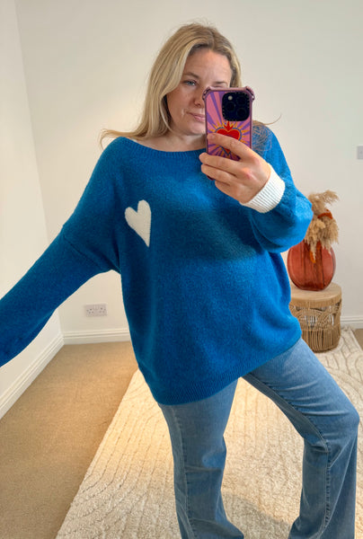 Soft Heart Detail Jumper | Electric Blue