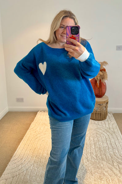 Soft Heart Detail Jumper | Electric Blue