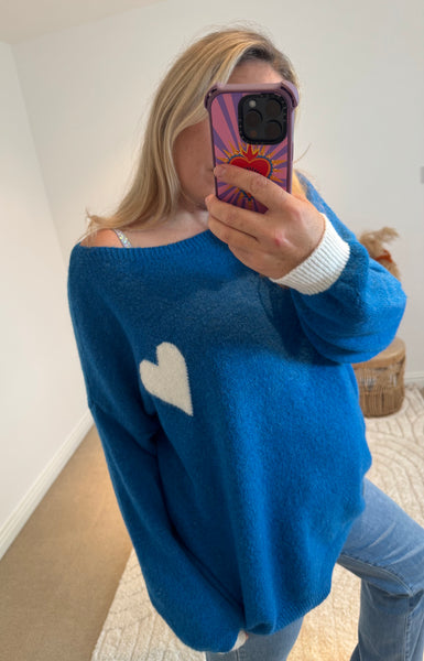 Soft Heart Detail Jumper | Electric Blue
