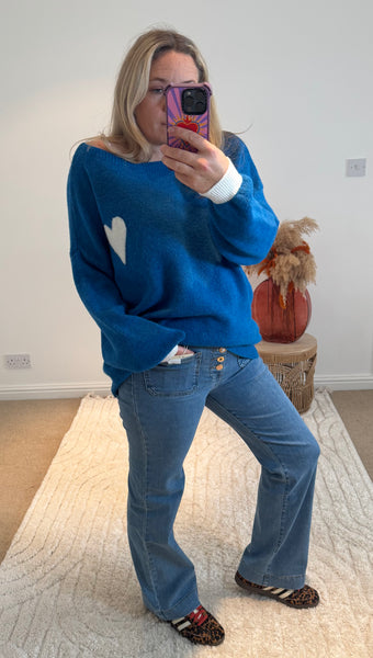 Soft Heart Detail Jumper | Electric Blue