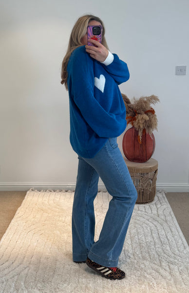 Soft Heart Detail Jumper | Electric Blue