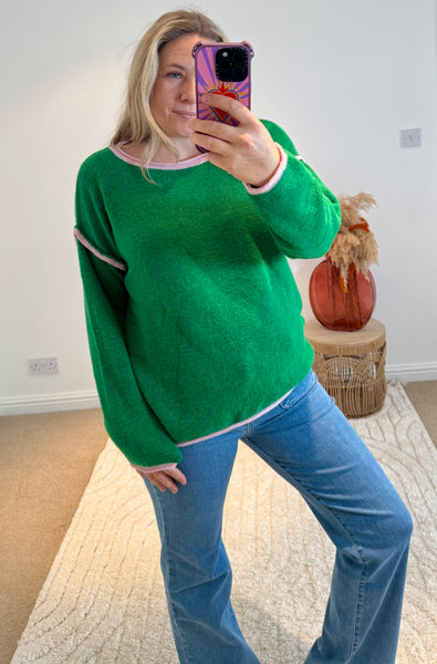 Contrast Seam Jumper | Green