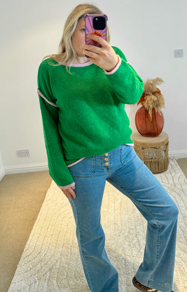Contrast Seam Jumper | Green