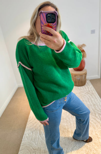 Contrast Seam Jumper | Green