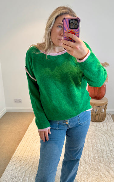 Contrast Seam Jumper | Green