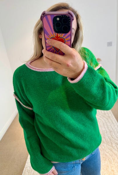 Contrast Seam Jumper | Green
