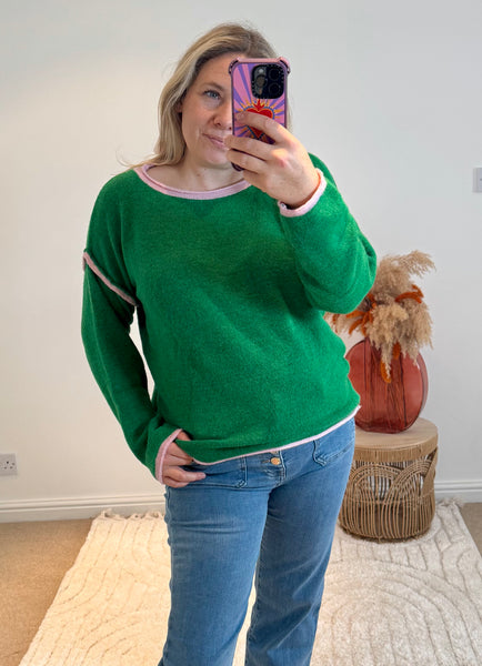 Contrast Seam Jumper | Green