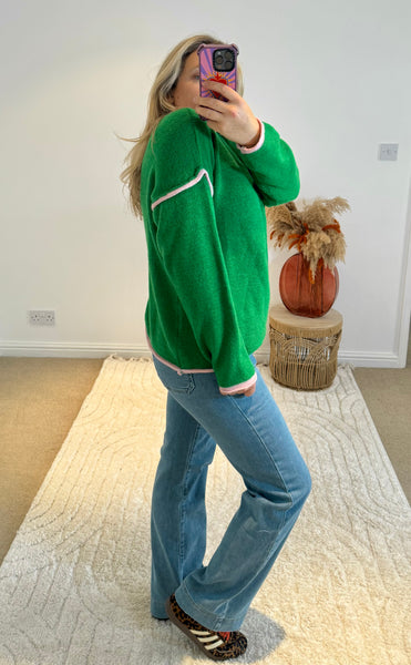 Contrast Seam Jumper | Green