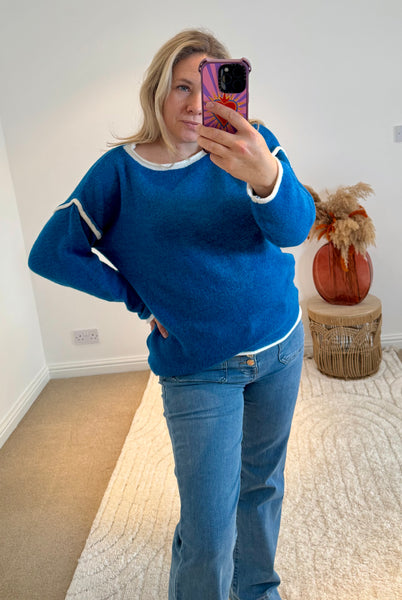 Contrast Seam Jumper | Electric Blue