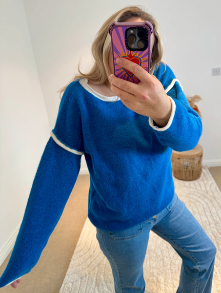 Contrast Seam Jumper | Electric Blue
