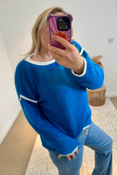 Contrast Seam Jumper | Electric Blue