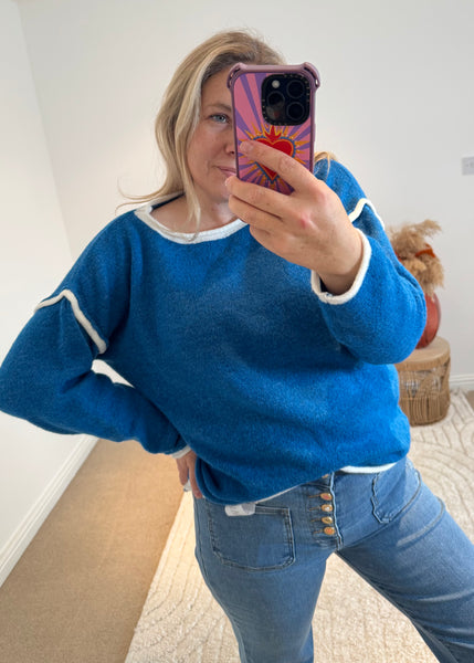Contrast Seam Jumper | Electric Blue