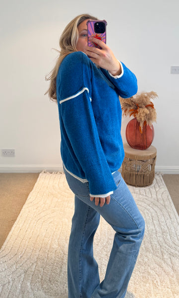 Contrast Seam Jumper | Electric Blue