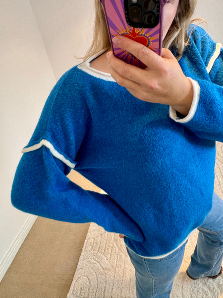 Contrast Seam Jumper | Electric Blue