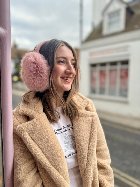 Luxury Fluffy Faux Fur Earmuffs | Pale Pink