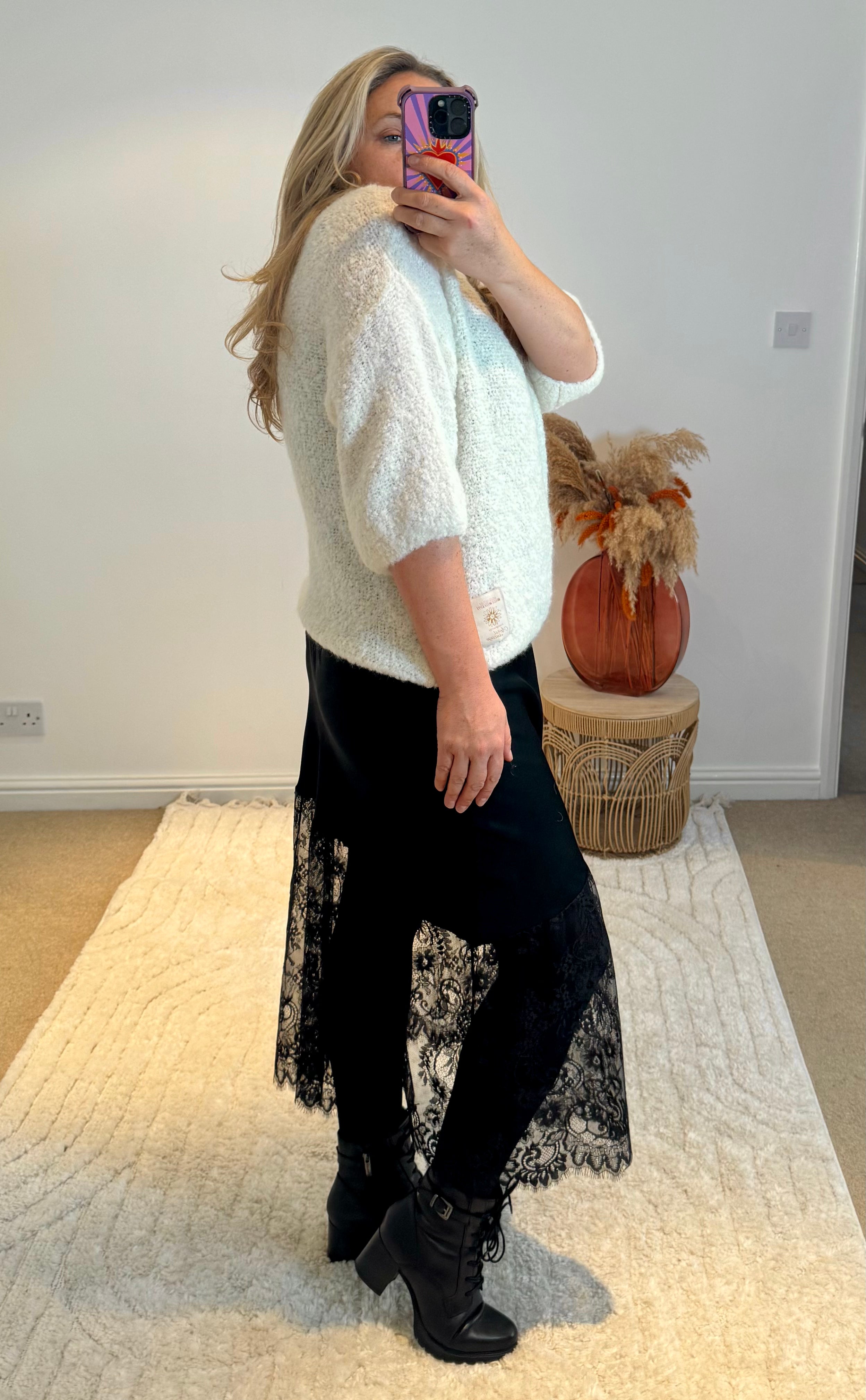 Mohair Blend Round Neck Jumper | Cream