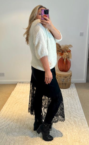 Mohair Blend Round Neck Jumper | Cream