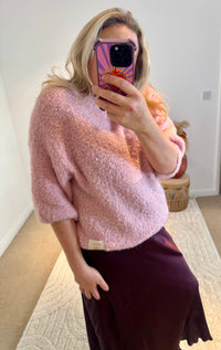 Mohair Blend Round Neck Jumper | Dusky Pink