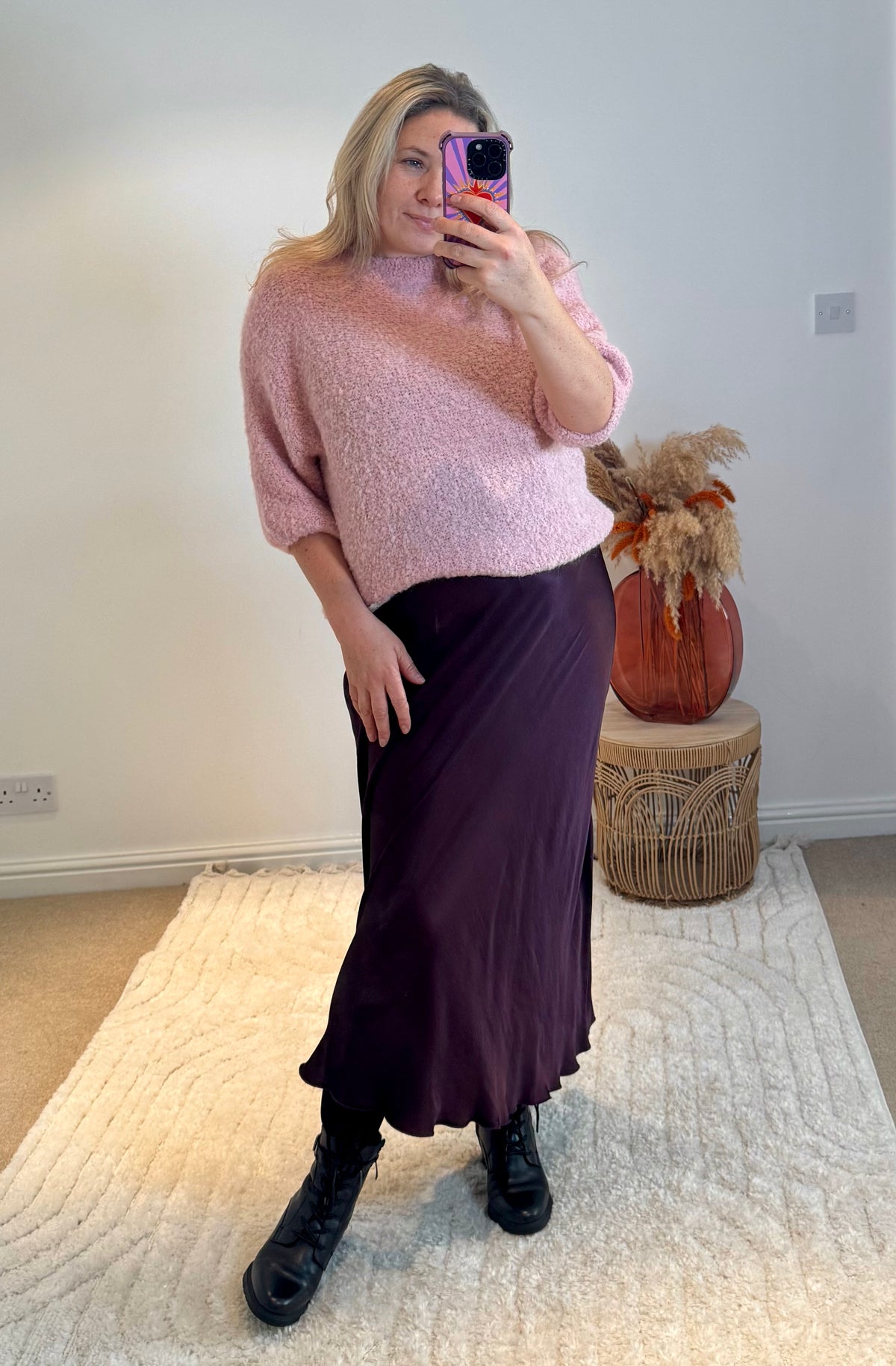 Mohair Blend Round Neck Jumper | Dusky Pink