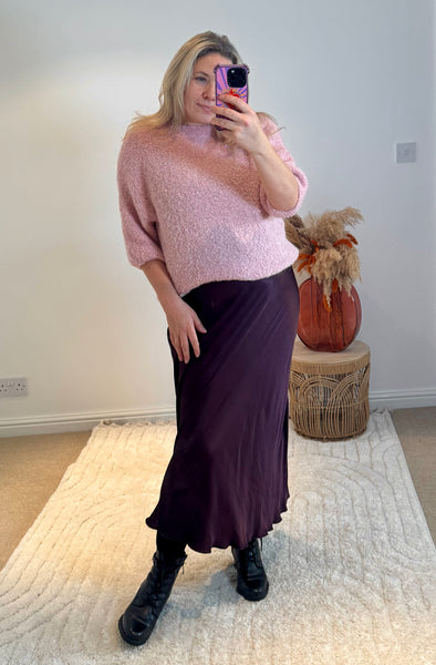 Mohair Blend Round Neck Jumper | Dusky Pink