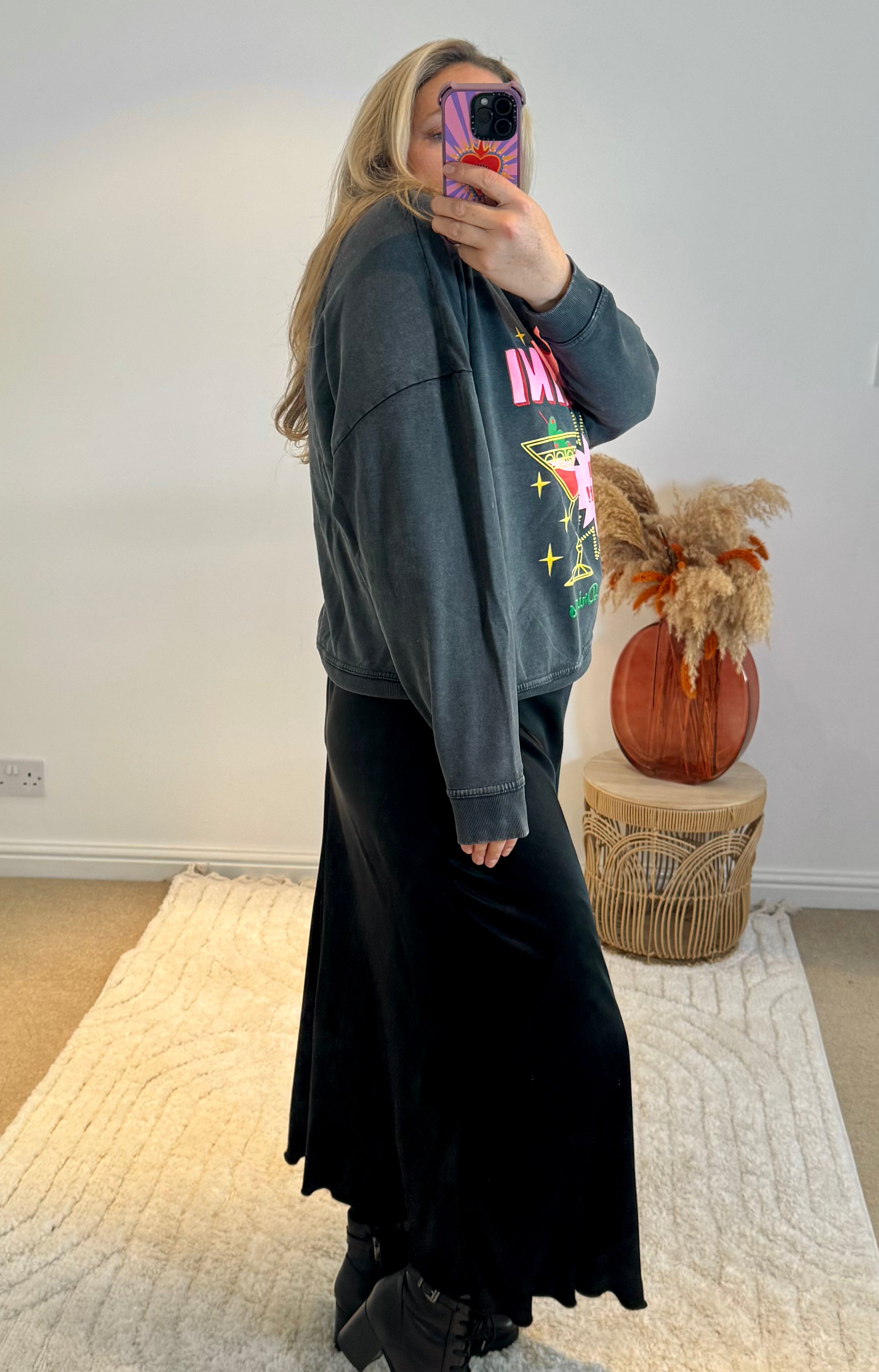 Dirty Martini Retro Print Sweatshirt | Charcoal Grey