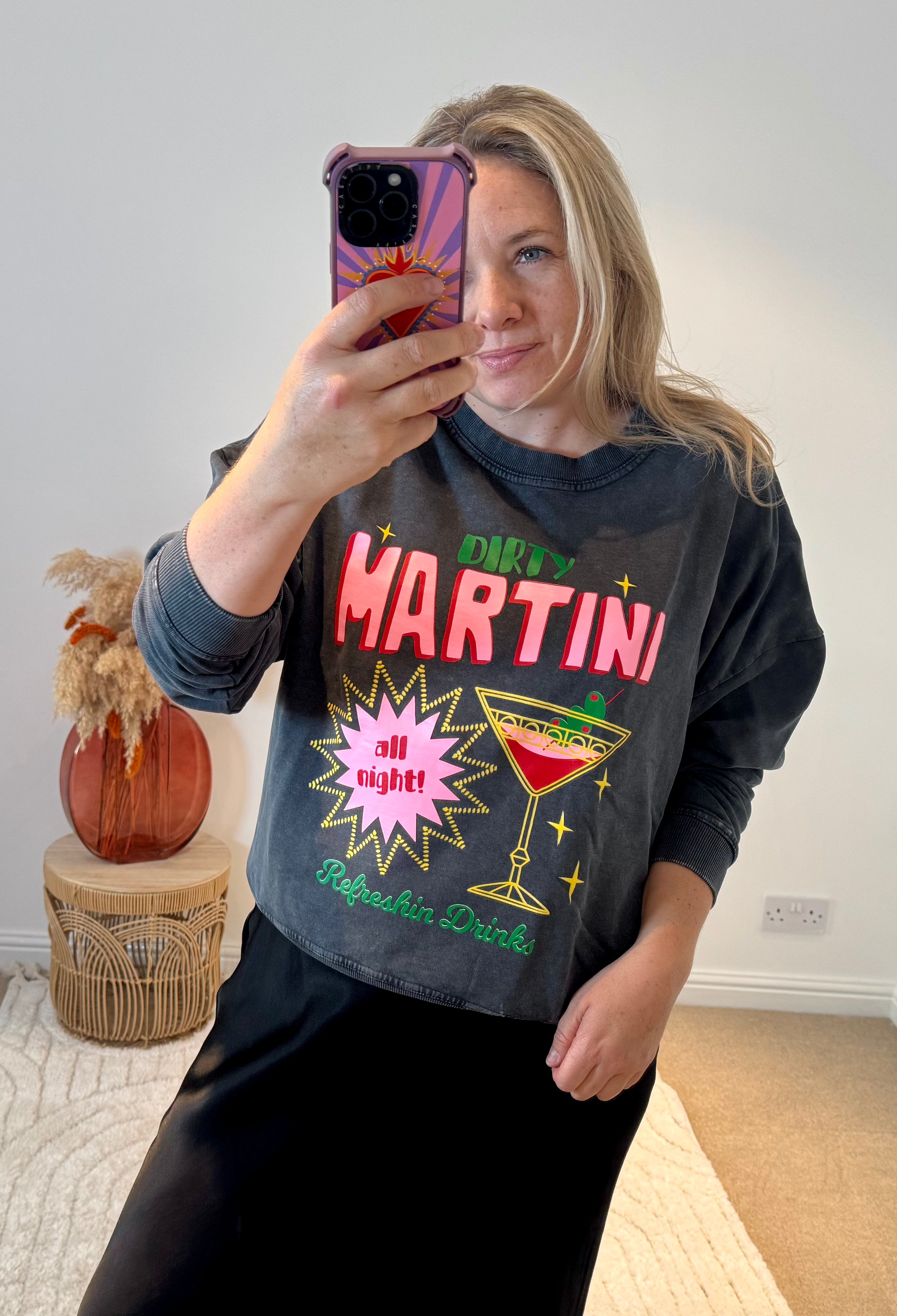 Dirty Martini Retro Print Sweatshirt | Charcoal Grey