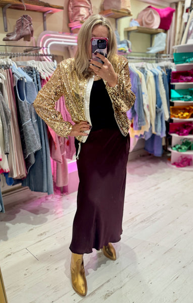 Aurora Satin Skirt | Deep Damson