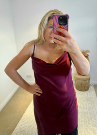 Satin and Lace Slip Maxi Dress | Deep Wine/Black
