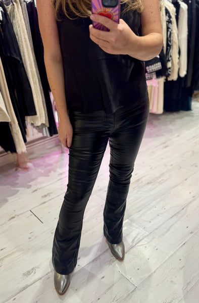 Coated Wet Look Flared Jeans | Black