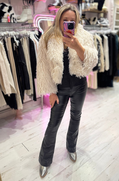 Coated Wet Look Flared Jeans | Black